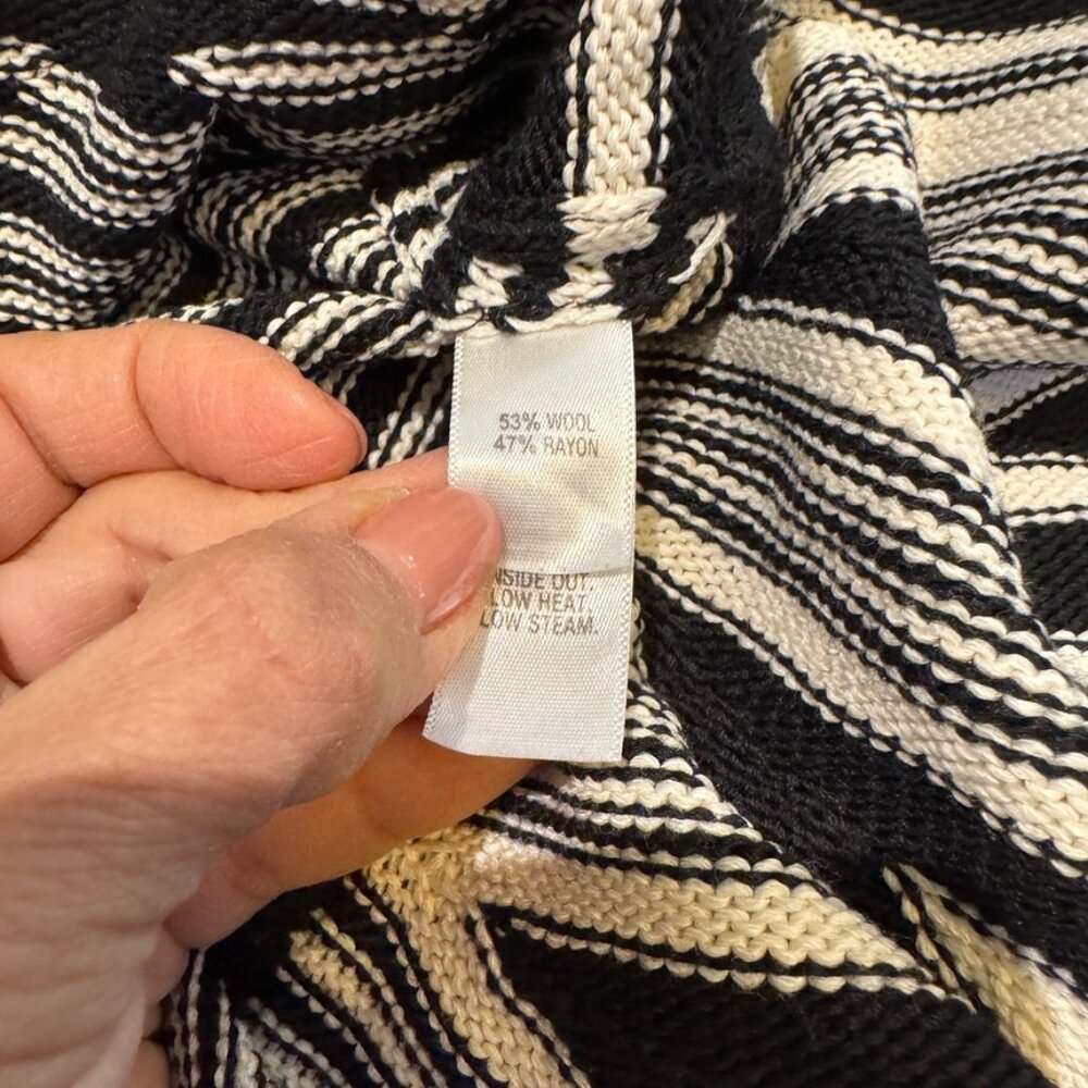 ST JOHN luxury black and white striped sweater Size P or Small EUC - Picture 5 of 6